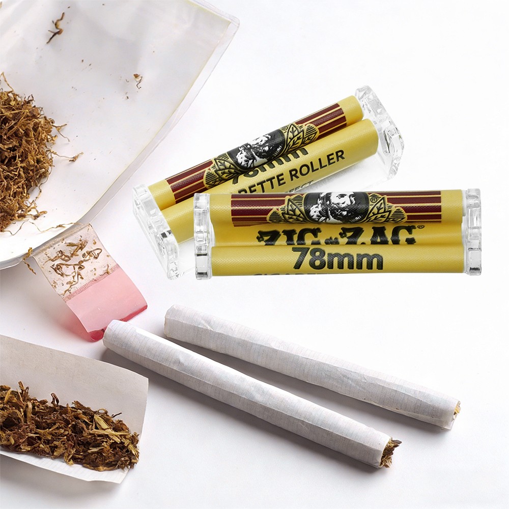 2pcs ZIG ZAG 78mm Plastic Easy Handroll Cigarette Rolling Tobacco Machine Yellow