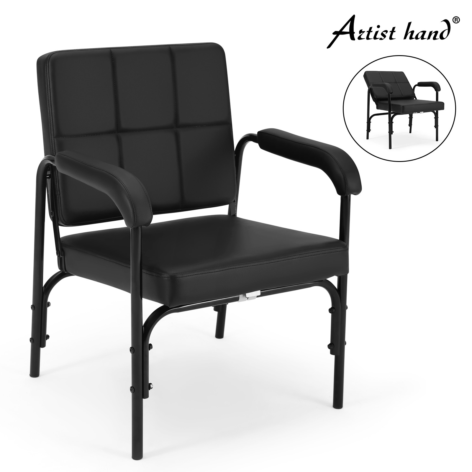 Artist Hand Black Reclining Barber Shampoo Chair Salon Spa Beauty Hair Styling
