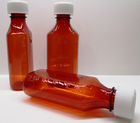 99 Medicine 4 oz-118.3 ml Plastic Graduated Oval Bottles/Caps -FREE SHIP TO UK