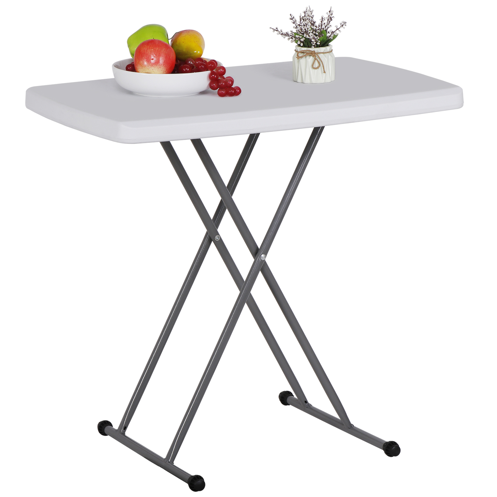 30 Inch Heavy Duty Rectangular Folding Table Dining Utility Table TV Tray White