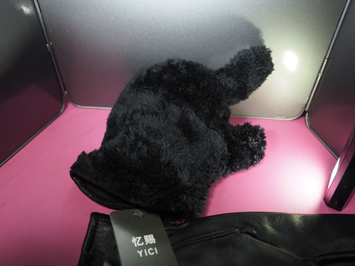 Men leather gloves Black Fine soft sheepskin Soft and warm lining(L)