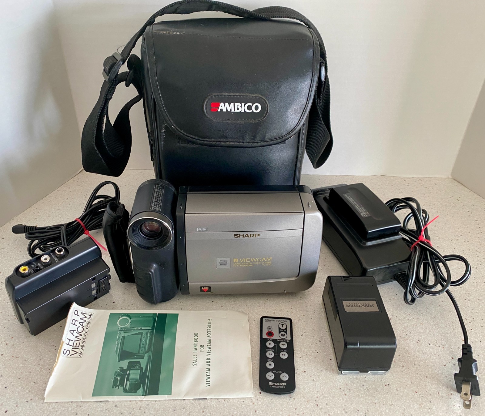 Sharp VL E300 8mm Viewcam Video Camera Recorder Lot Bag Batteries Parts Repair
