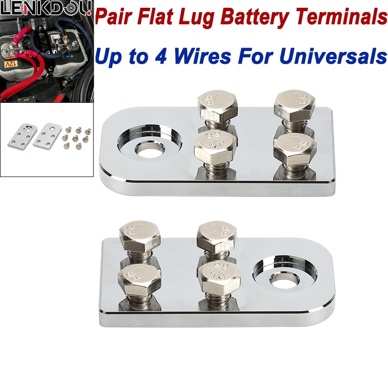 For 4 Spot Flat Lug Style Battery Terminal Blocks BOLT 6061 Aluminum Pair