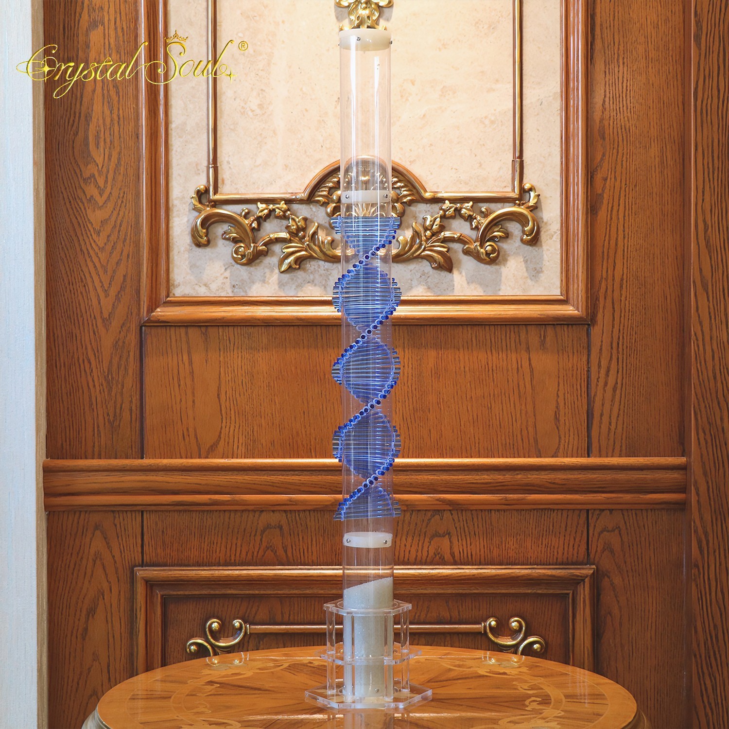 Crystal Soul Blue 1Min DNA Rain Stick Sound Bath Instrument with Stand