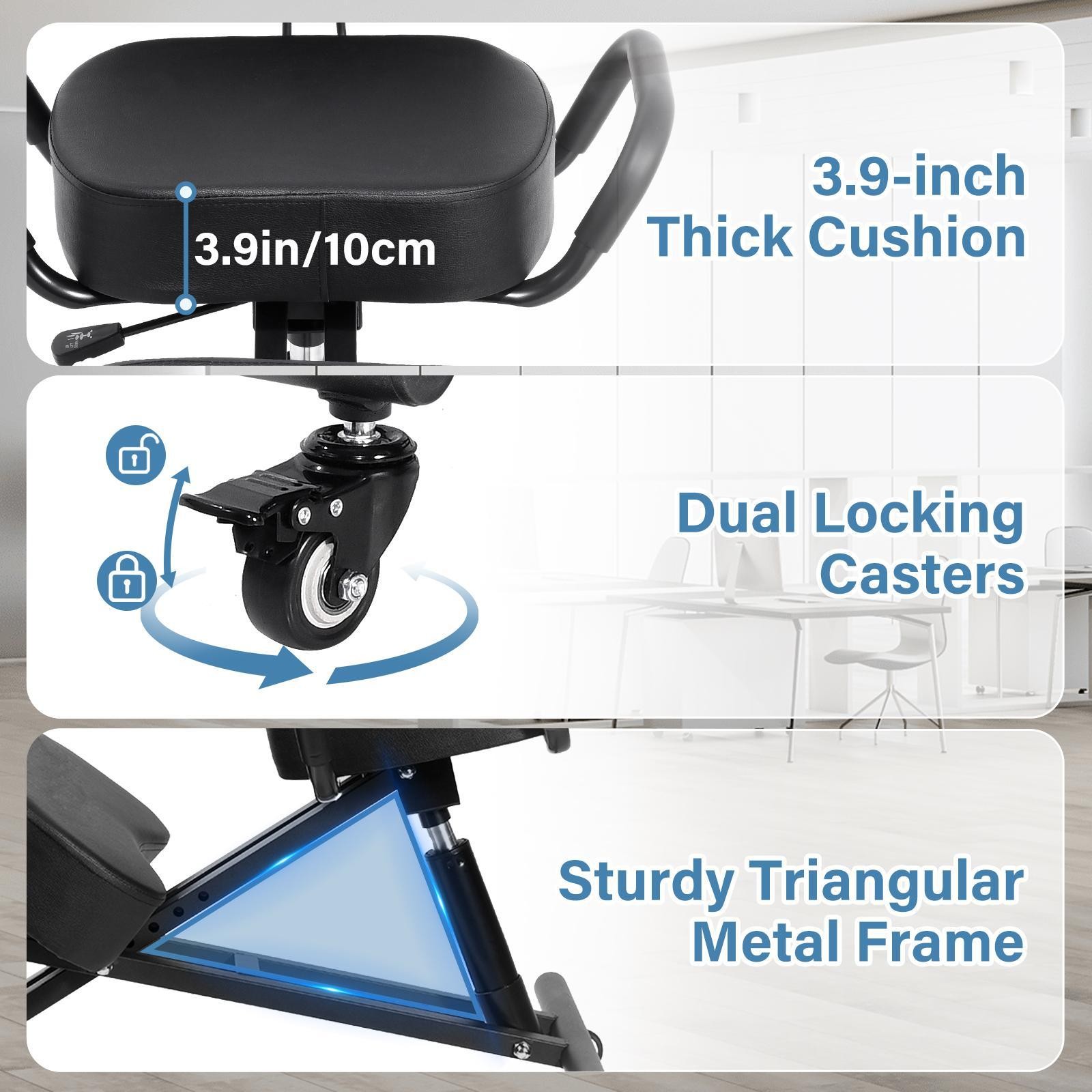 Ergonomic Kneeling Chair Adjustable Stool Upright Back Postures Home Office