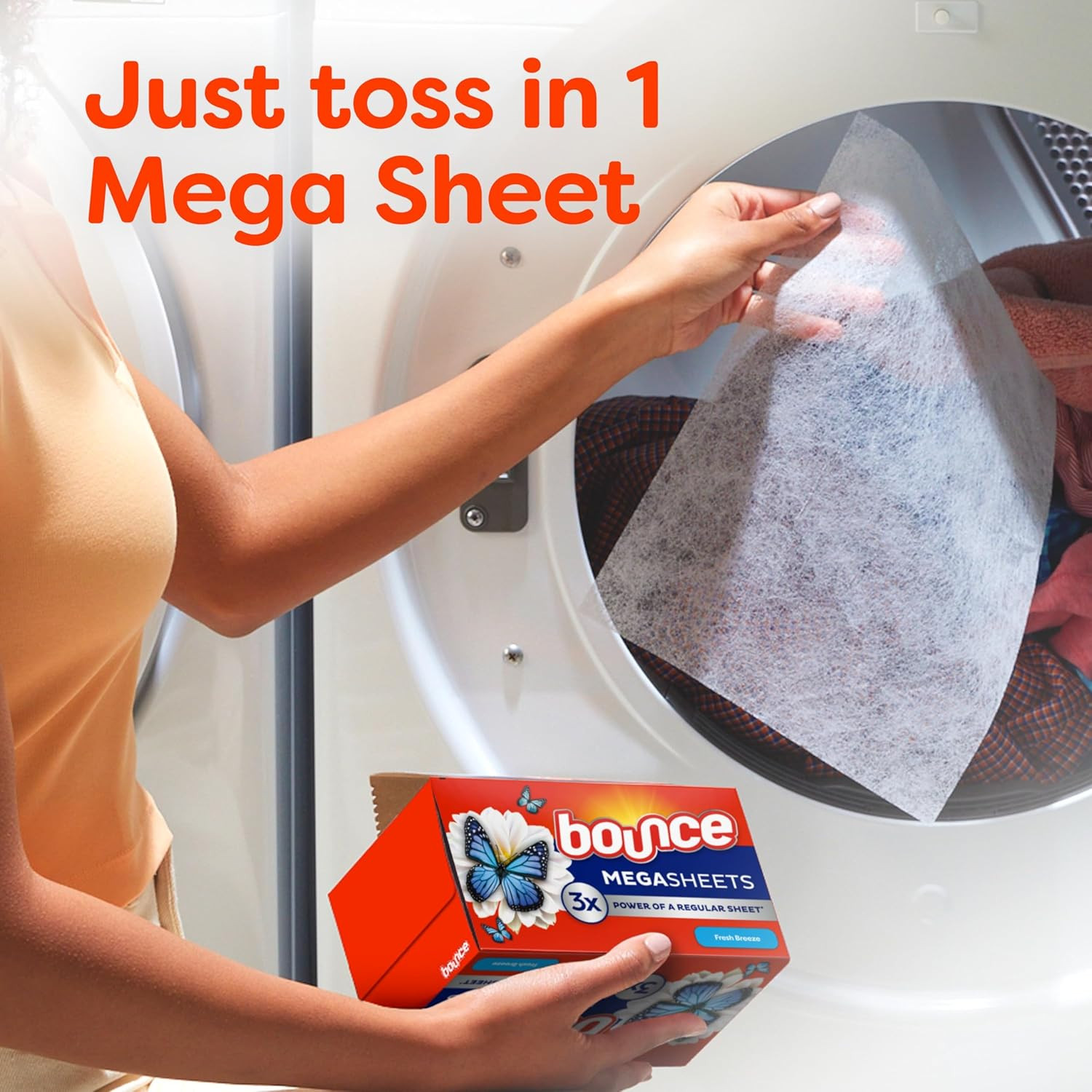Mega Dryer Sheets, Fresh Breeze, 130 Count, Mega Fabric Softener Sheets with Sta