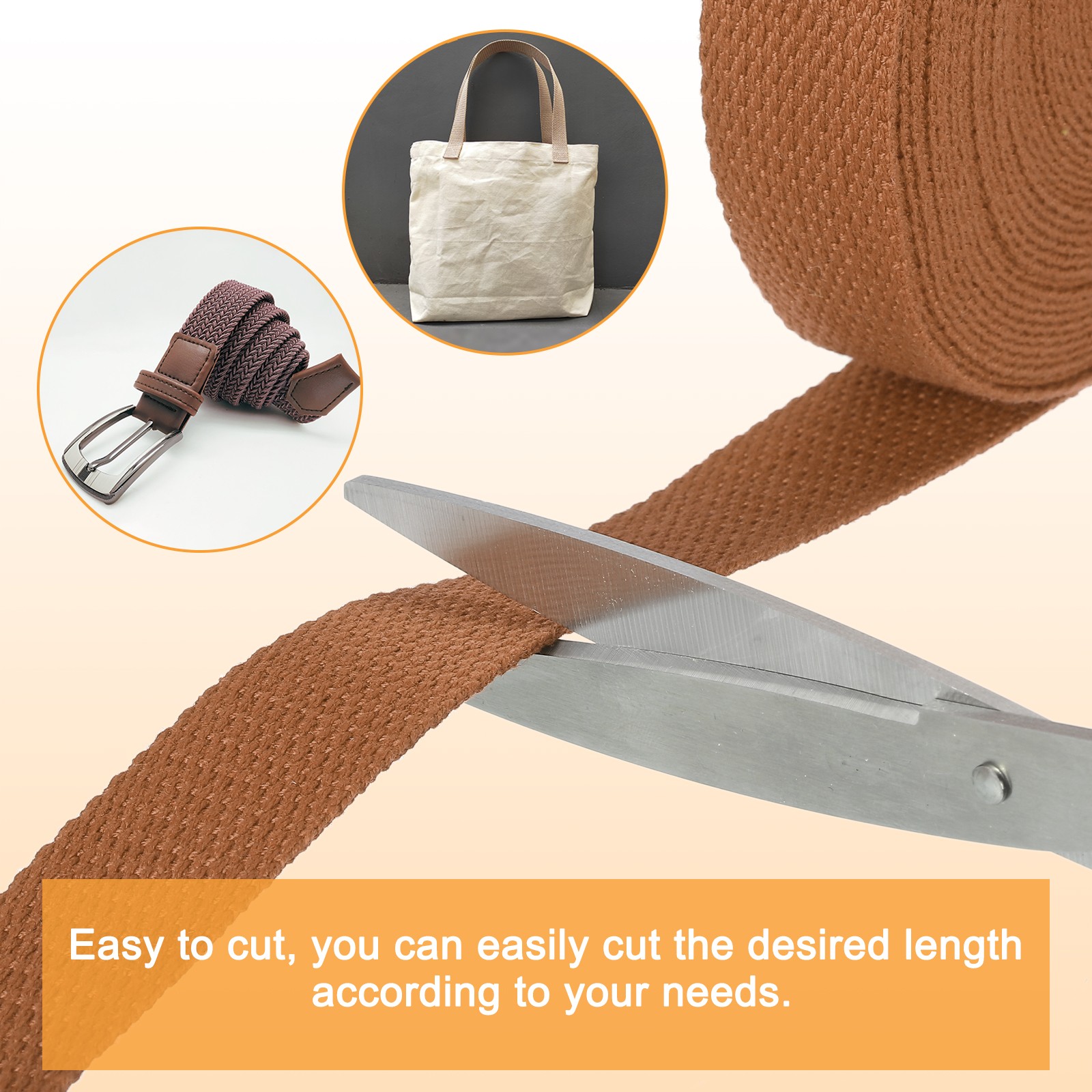 Cotton Webbing 1" 11 Yard Polyester Cotton Webbing Strap Brown