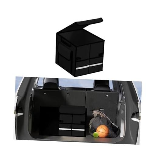 Car Trunk Organizer, Multi-Compartment Collapsible Vehicle Cargo Storage Black