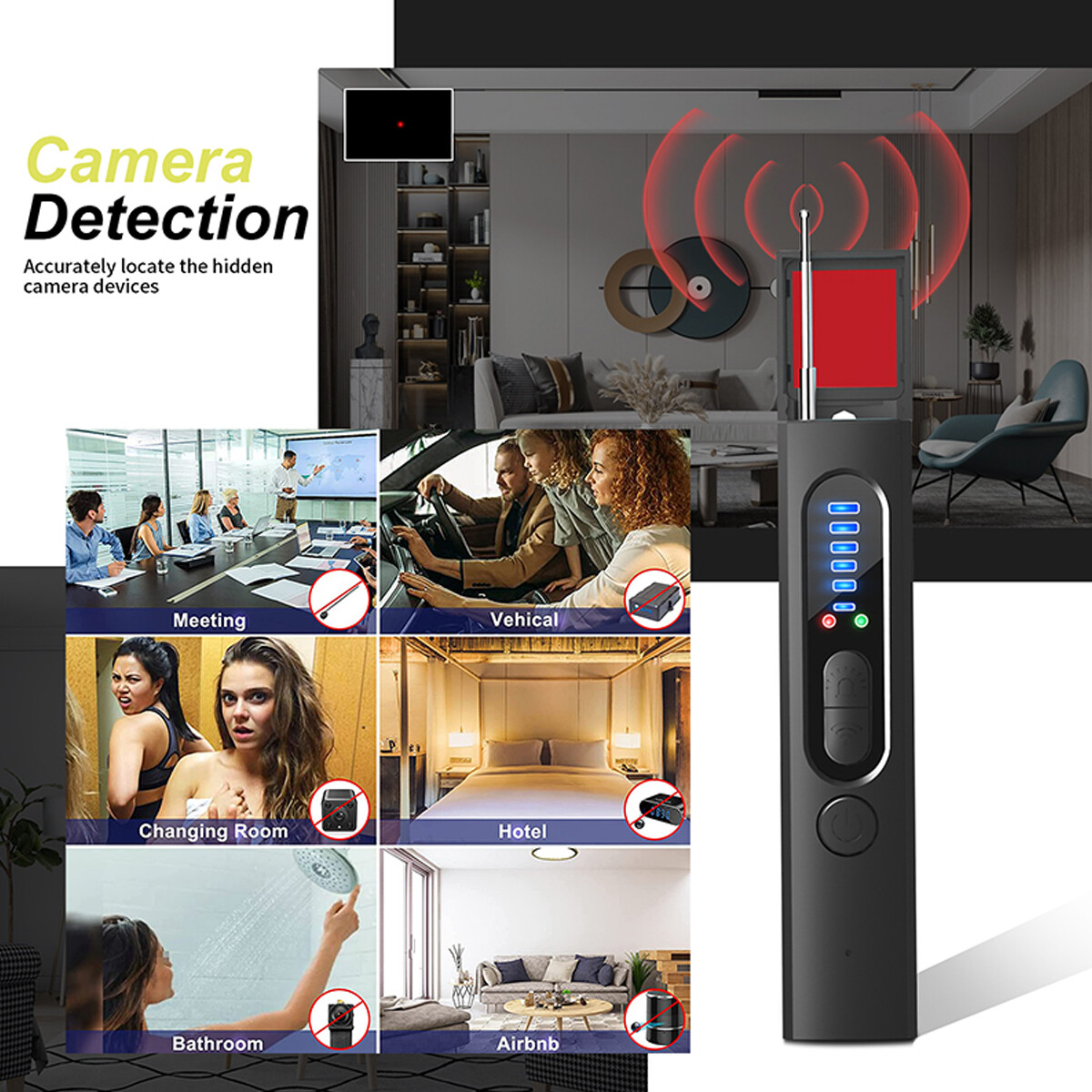 Portabl Hidden Camera Detector, Camera Detector, Anti Spy, GPS Tracker Detector