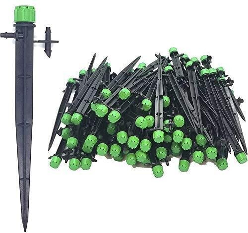 100pcs 360° Adjustable Water Flow Irrigation Drippers Stake Emitter Drip System