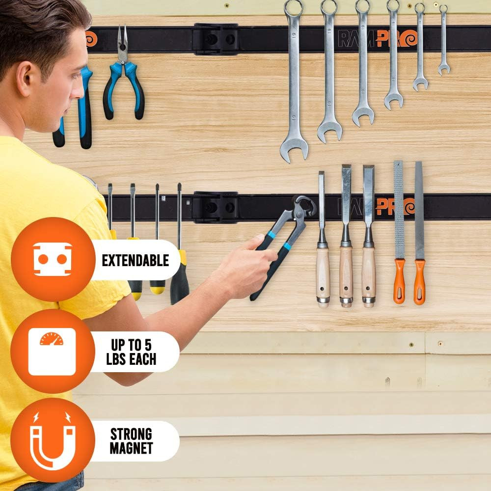 2-Pack 12" Magnetic Tool Holder Strip for Organizing Tools