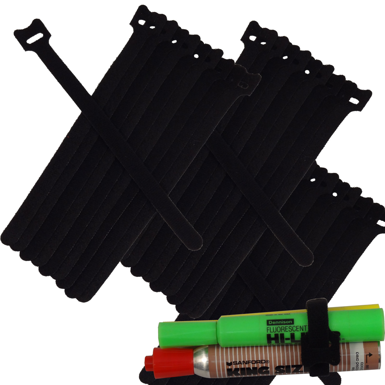 30x Hook & Loop Guitar PC Mic Cable Wire Cord Straps Ties Pipes Organizer BLACK