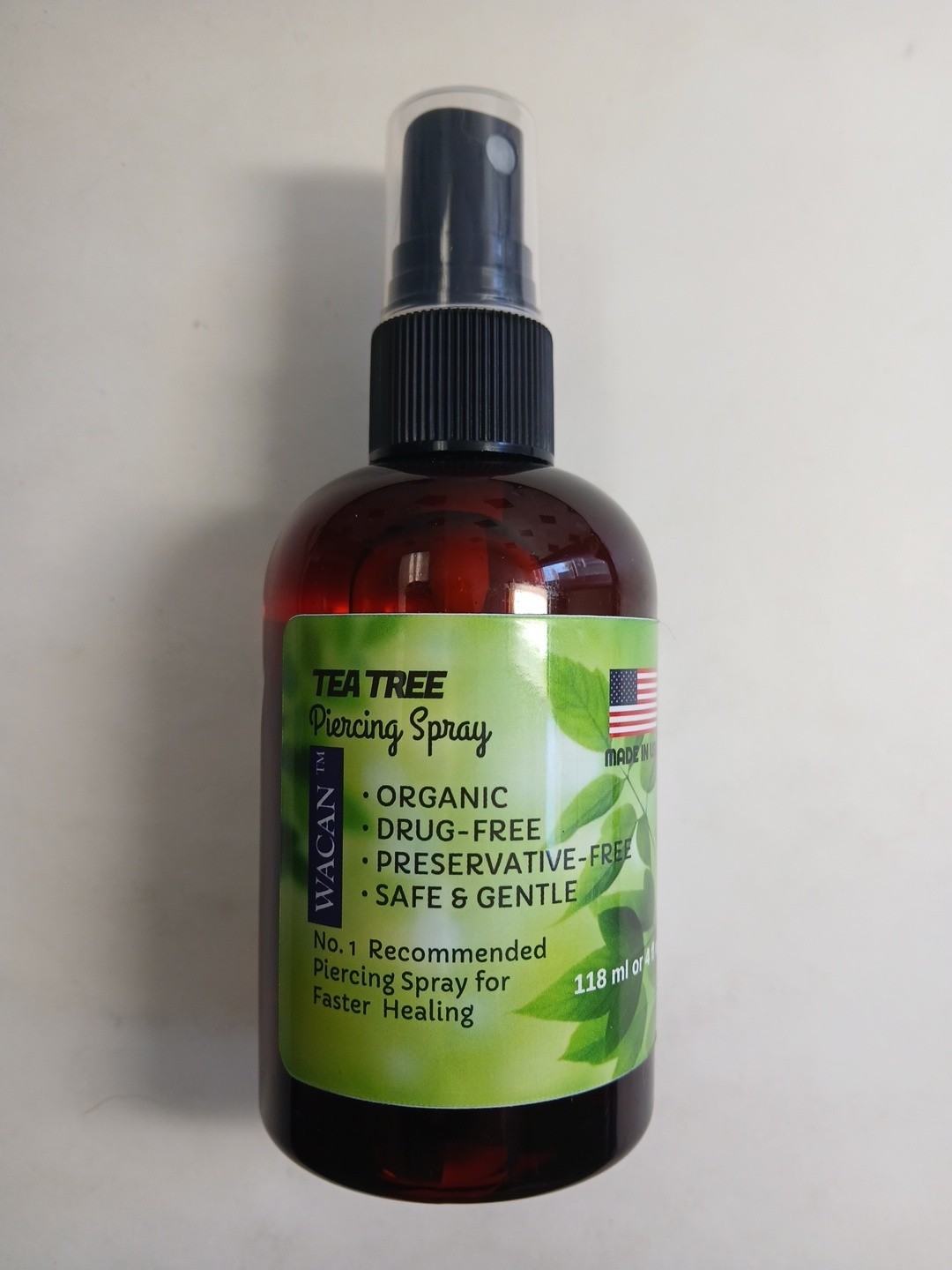 Wacan Advanced Tea Tree Piercing Spray, Saline Aftercare 4 Fl Oz Exp 6/30/2026