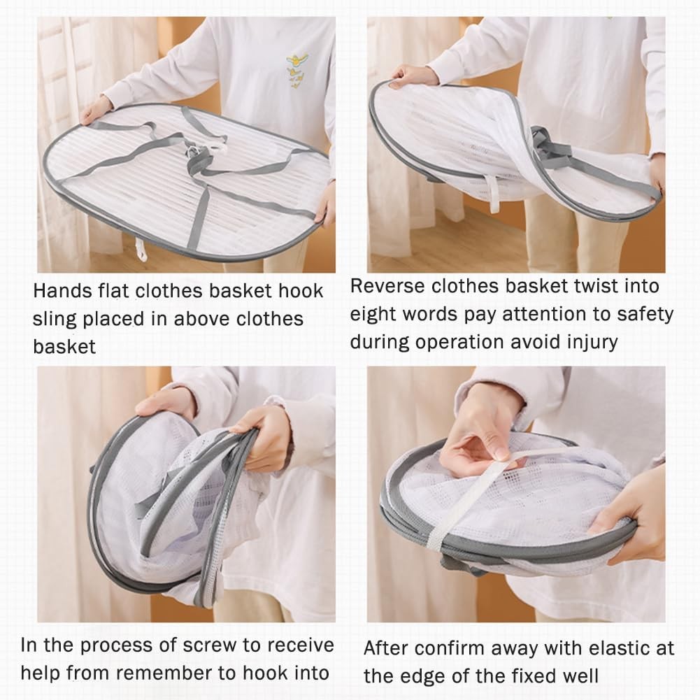 3 Layer Hanging Herb Drying Rack Mesh Net with Zipper Foldable Dryer Size M