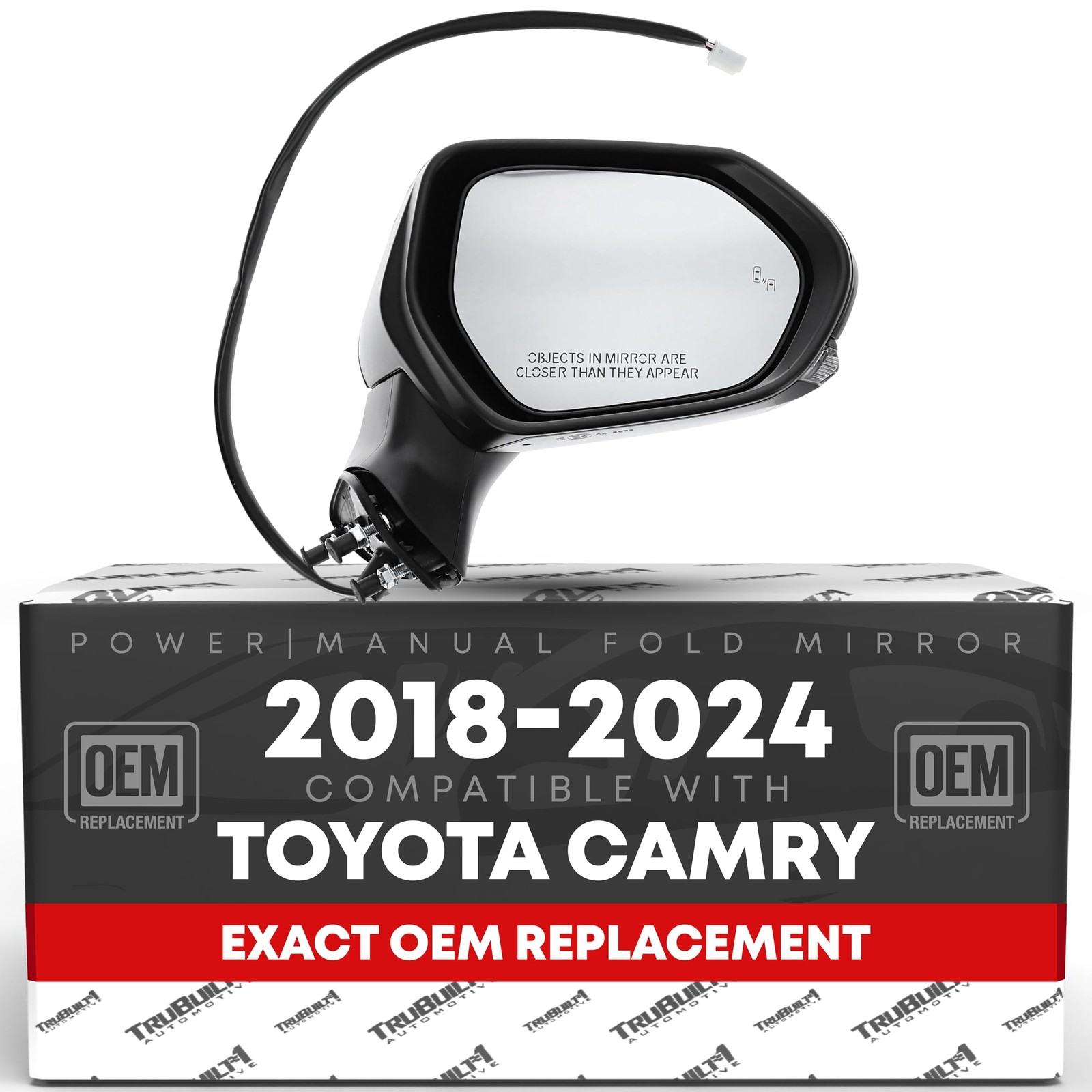 Passenger Side Mirror for Toyota Camry - Powered, Heated, Manual Fold, Convex...