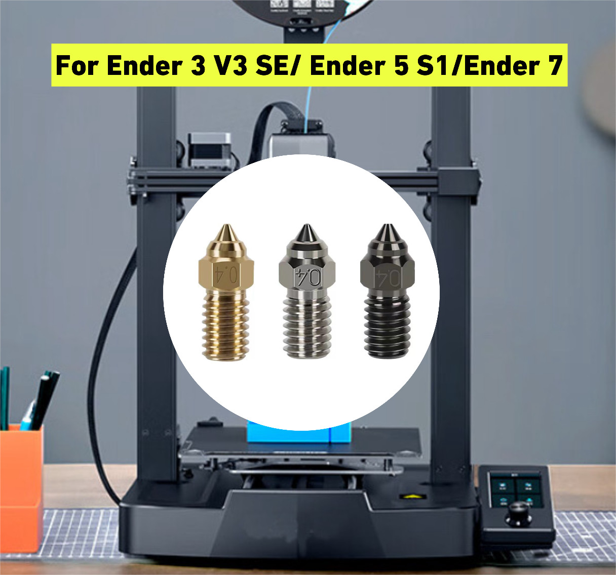 For Ender 3 V3 SE/Ender 5 S1/Ender 7 Nozzles Brass/Copper Alloy/Hardened Steel