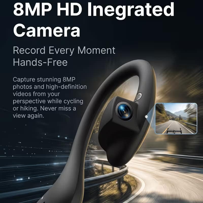AI Smart Camera Open-Ear Bluetooth Earbuds 8MP HD Camera AI Translation Headset