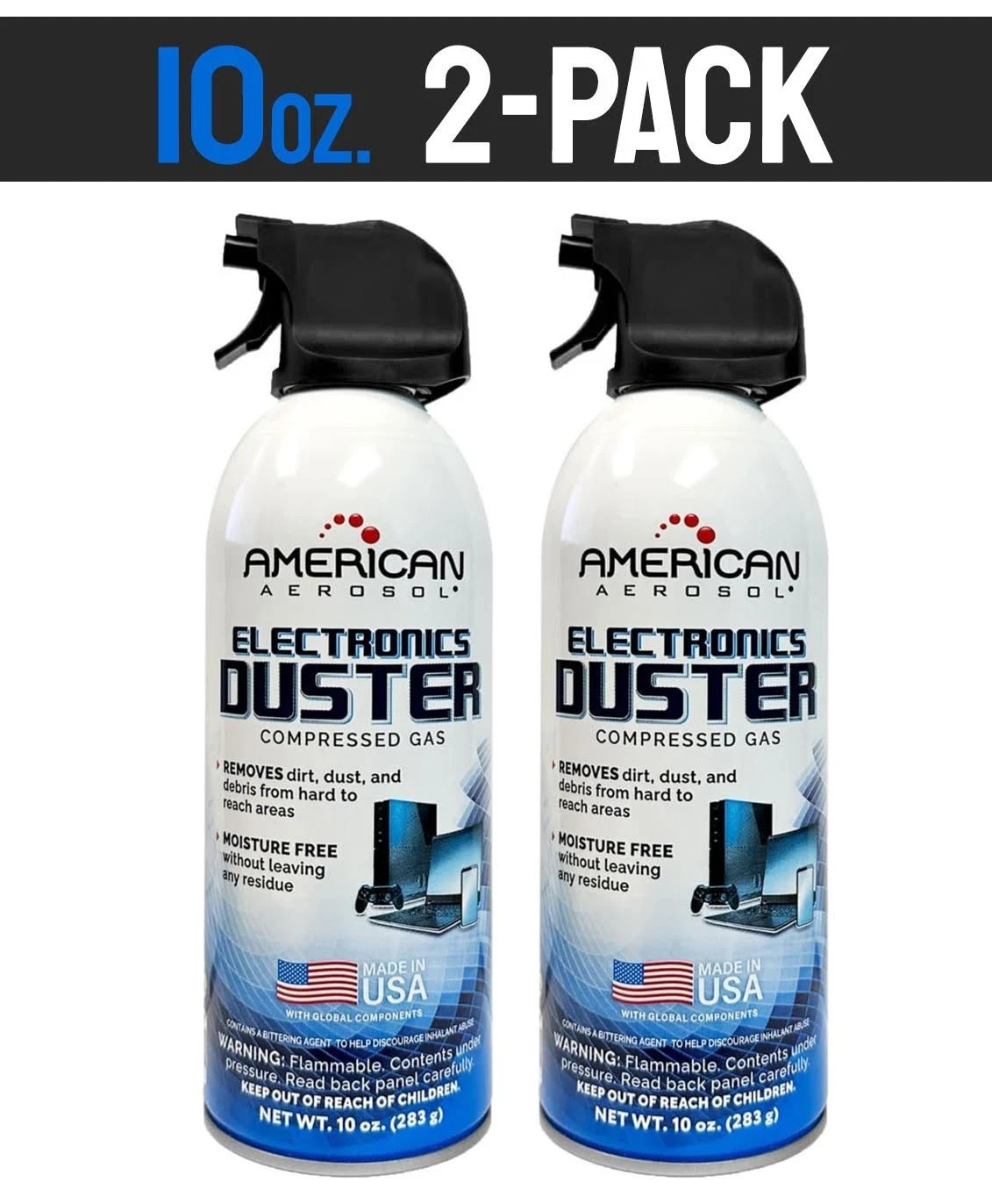 American Aerosol Electronics Duster, 10 oz Cans, 2-Pack