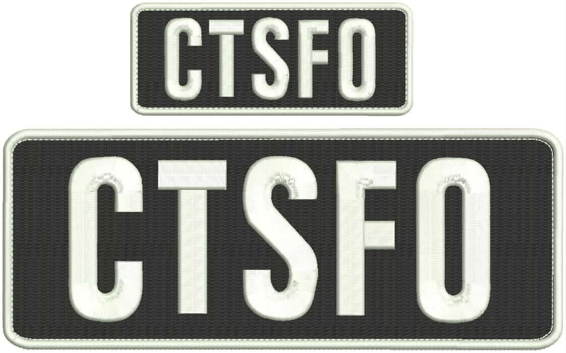 CTSFO embroidery patches 4x10 and 2x5 hook in back white