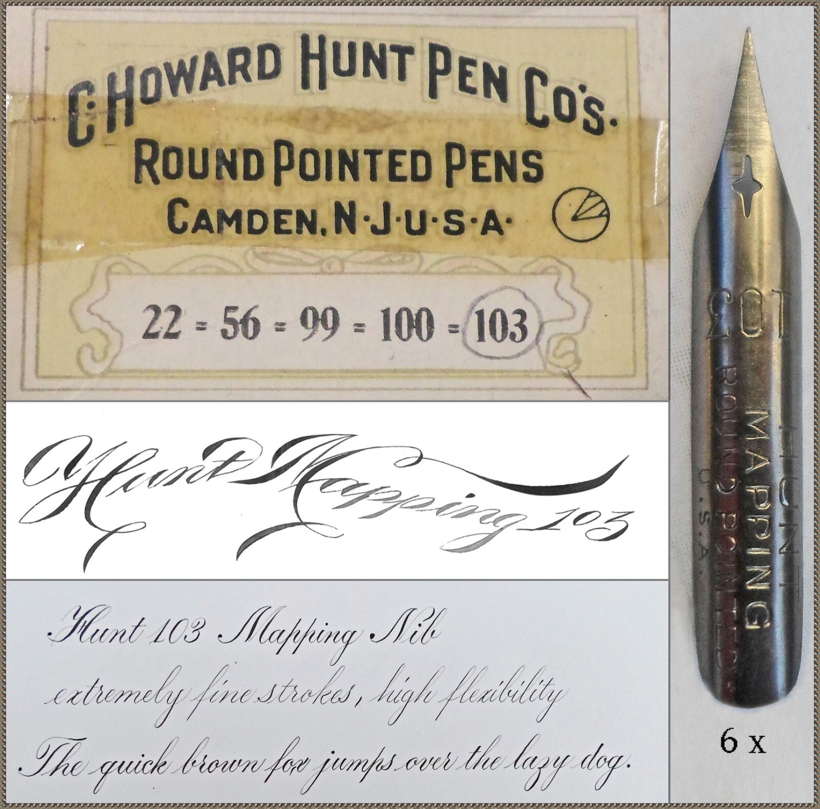 12 vintage C.Howard Hunt Mapping Round Pointed No.103 Pens