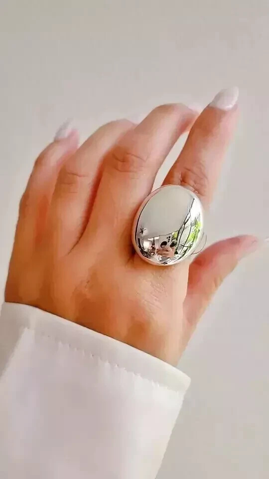 Large Bold Sterling Silver Dome Ring Chunky Electroform Dome Ring Gift For Women