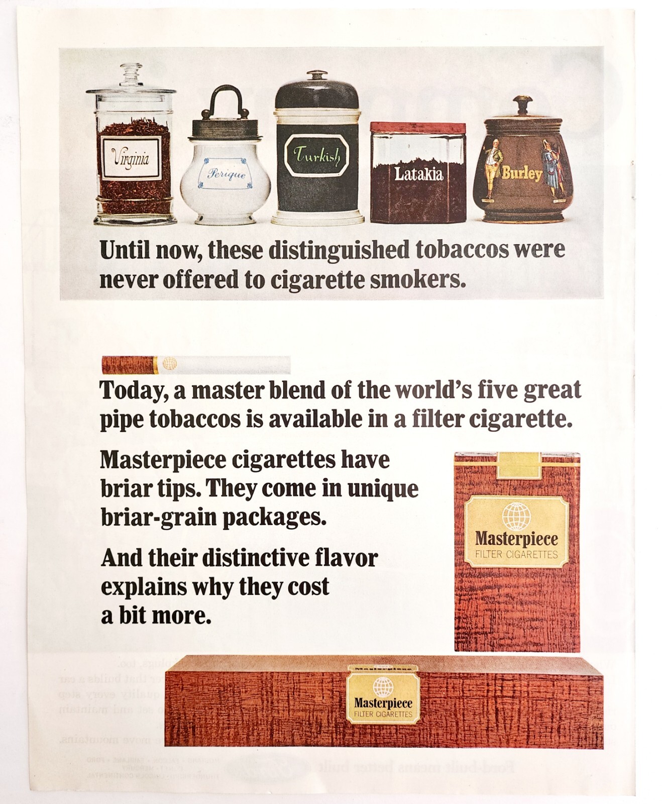 1965 Masterpiece Filter Cigarettes Blend Of Five Advertisement Tobacco HM2F