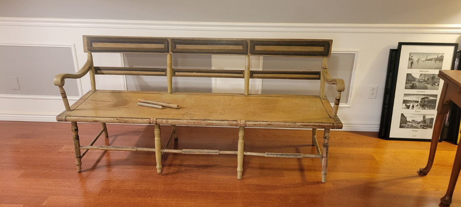 Antique 19th Century Painted Pennsylvania Dutch Bench