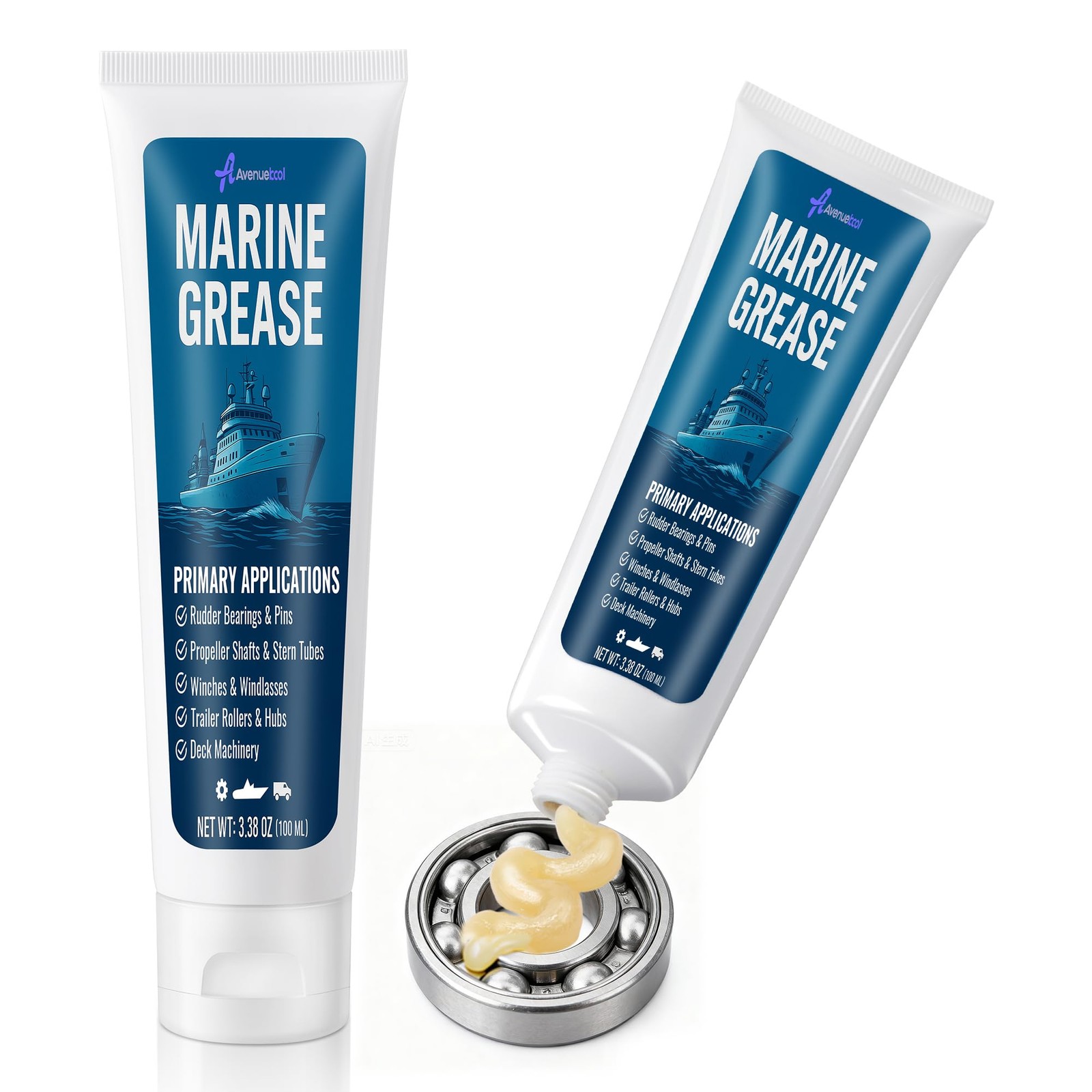 2 Pack 3.38 oz Marine Grease Tube, Premium Marine Grade Grease, Waterproof Hi...
