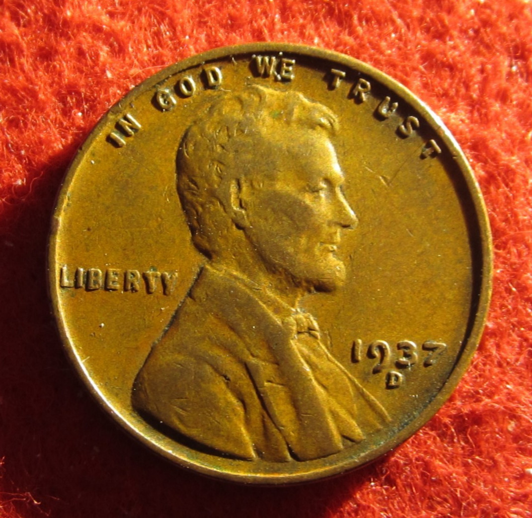 1937 D Lincoln Wheat Cent/Penny - XF Extremely Fine - Actual Coin B2496