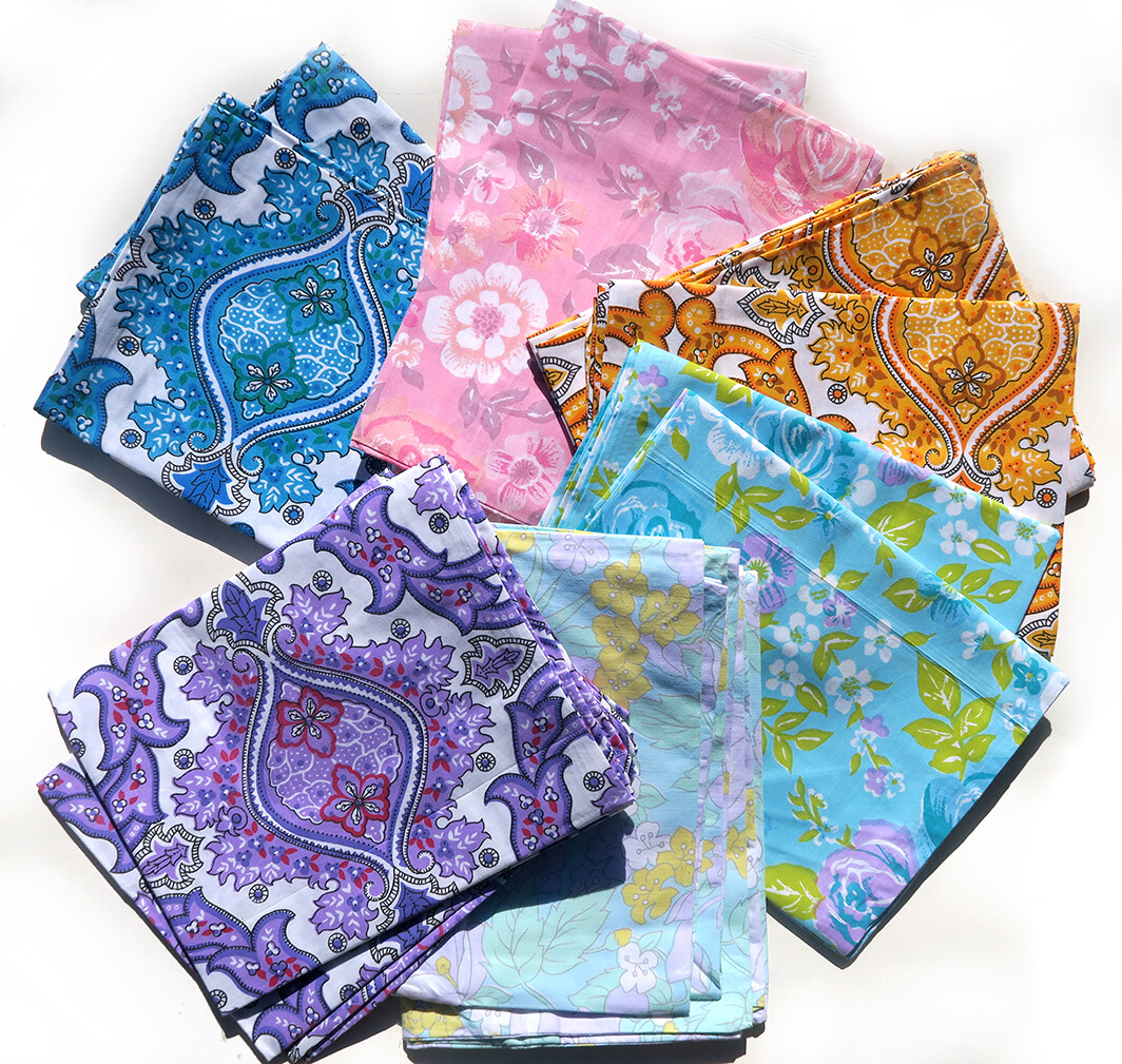 Vintage Retro Paisley or Floral Pillowcases - NOS - Choose One Set - NEW