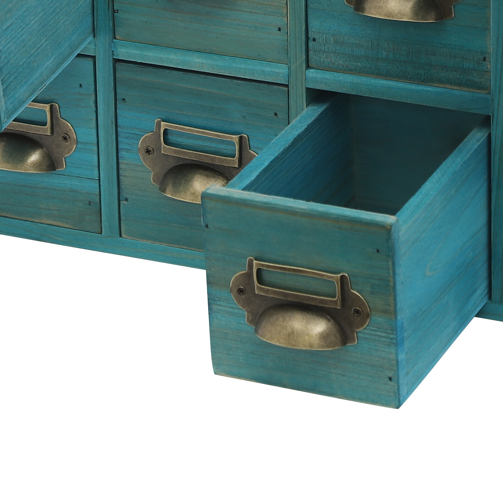 Blue 12Drawer Storage Cabinet Rectangular Desktop Drawer Organizer WoodenCabinet