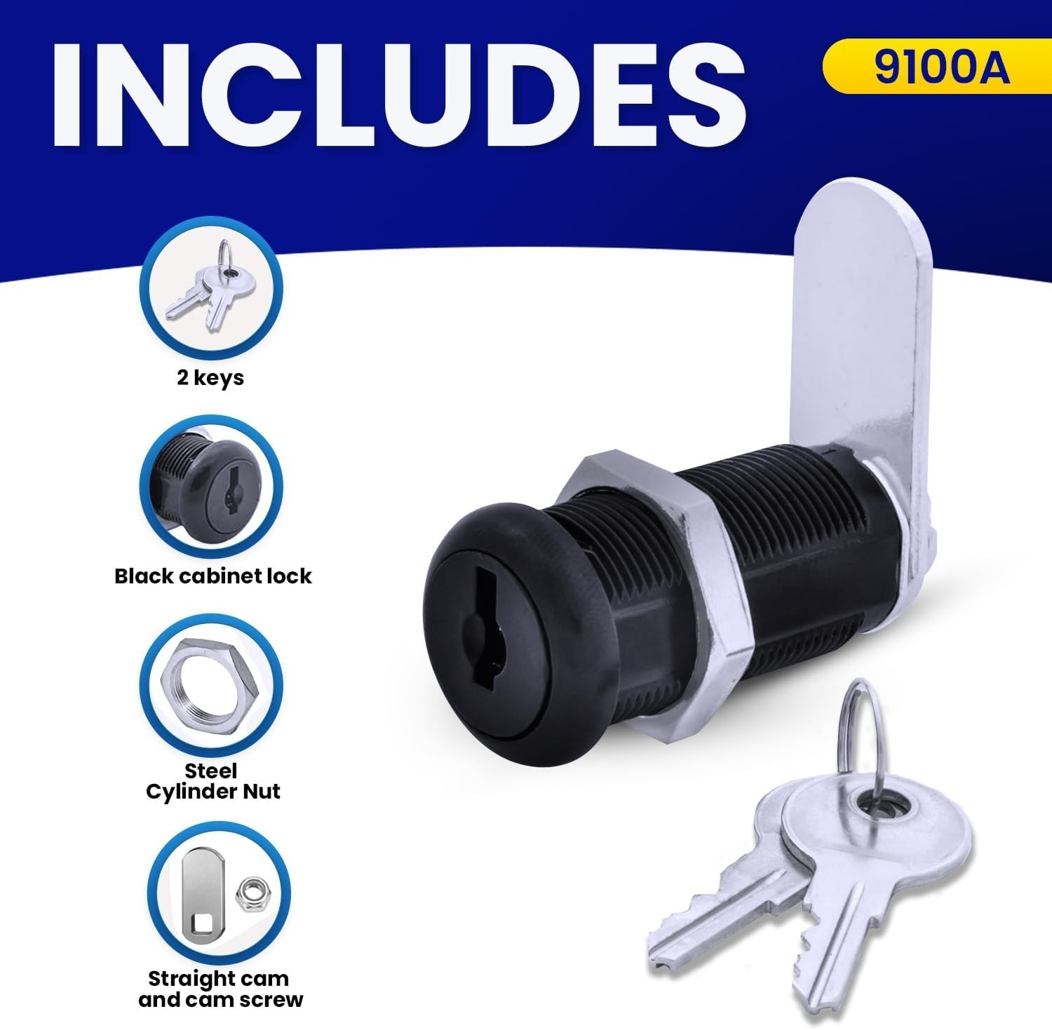 Versatile Black Disc Tumbler Lock - Keyed Different with Childproof Features