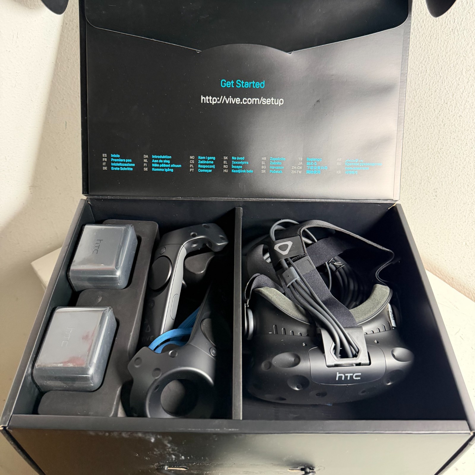 HTC Vive Black Virtual Reality System Headset w/Two Motion Sensing Controllers