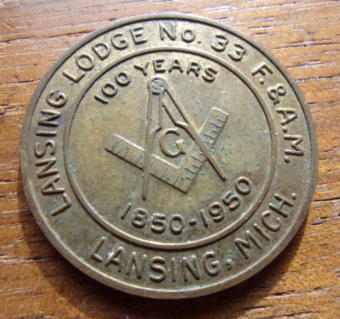 LANSING MICHIGAN MASON MASONIC PENNY NICE COND