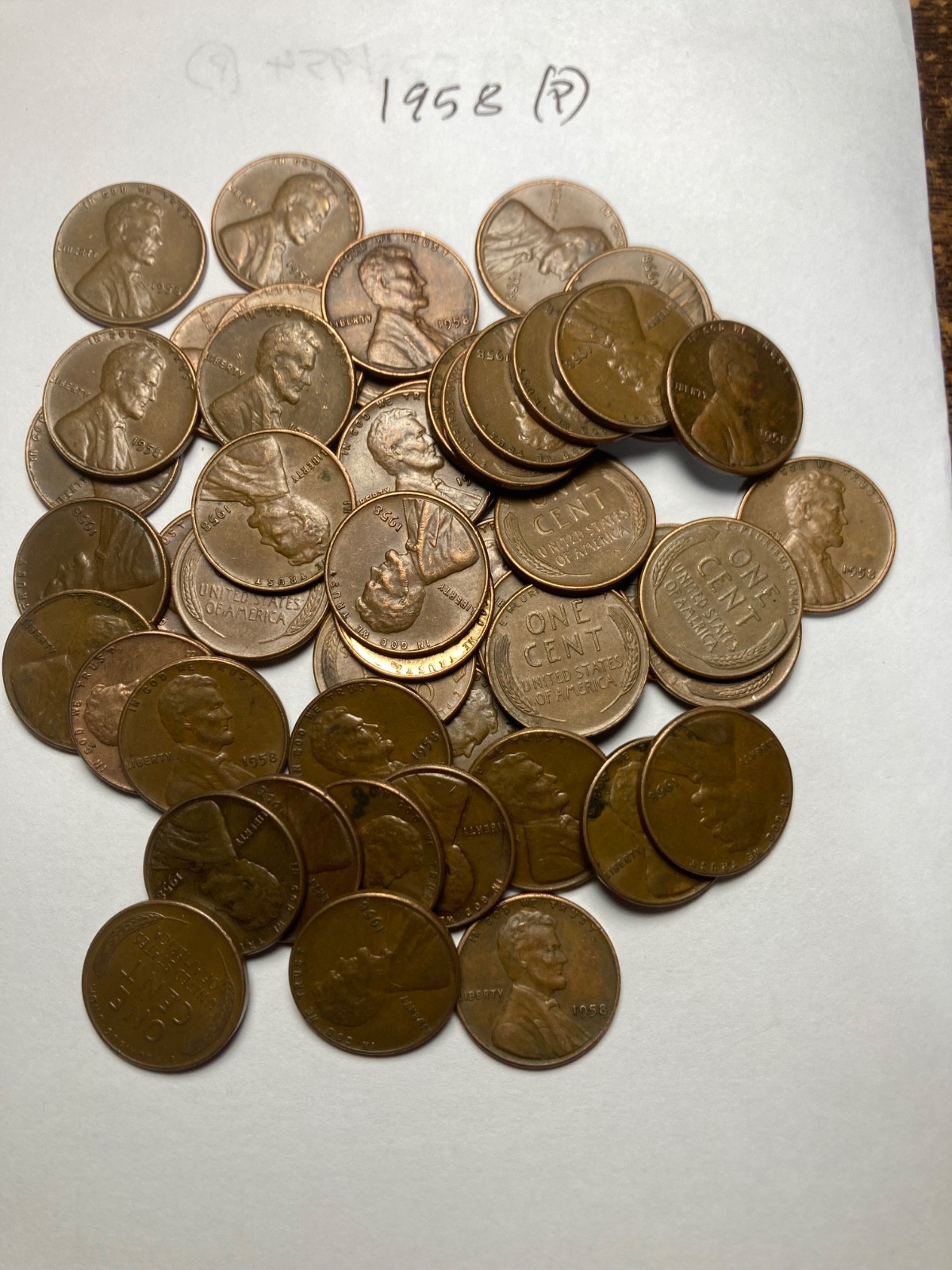 1958 (P) LINCOLN WHEAT CENT PENNY ROLL, nice condition