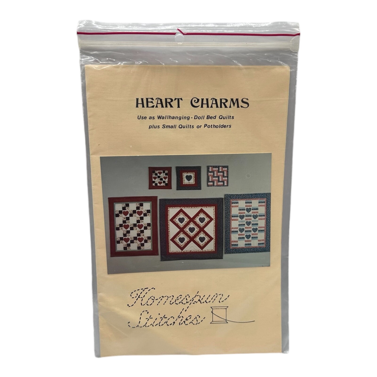 Vtg 1987 Homespun Stitches Cross Stitch & Quilting Pattern Heart Charms NEW