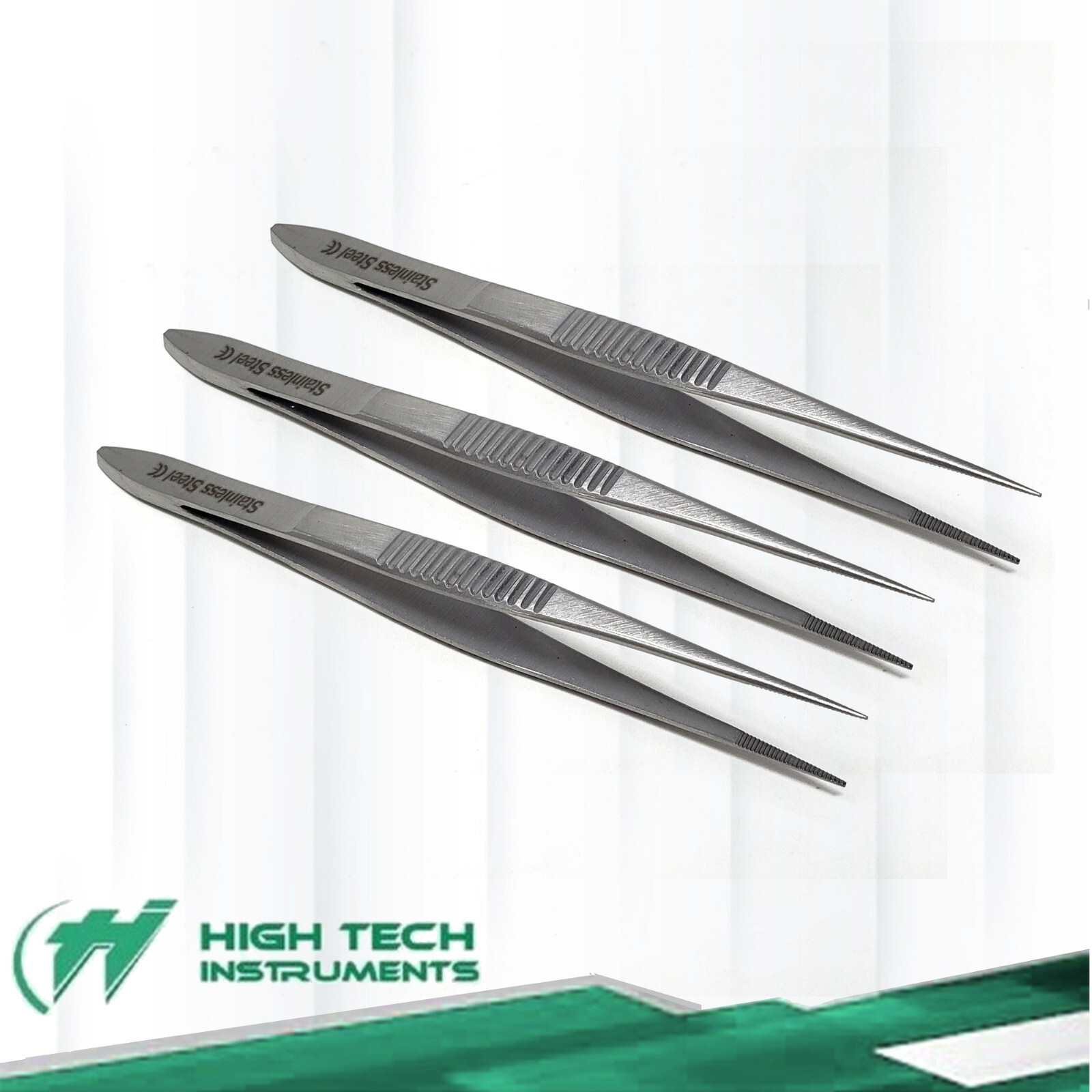 3 Surgical Precision Point Tweezers Stainless Steel Lab Forceps Firm Grip 4.5"