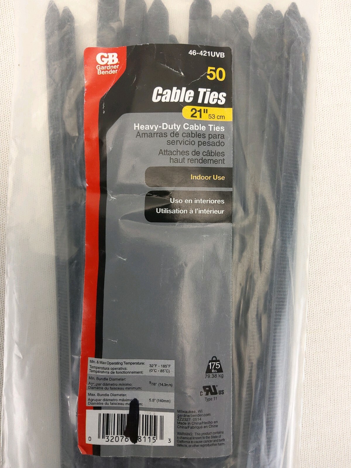 Gardner Bender 21 in. L Black Cable Tie 50 pk