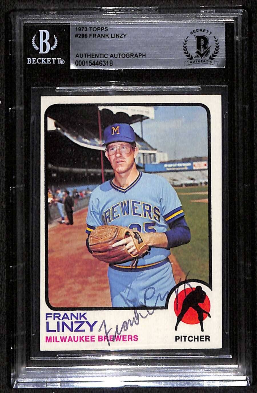 1973 Topps 286 Frank Linzy  BGS Auto Autographed BAS Authentic C80255