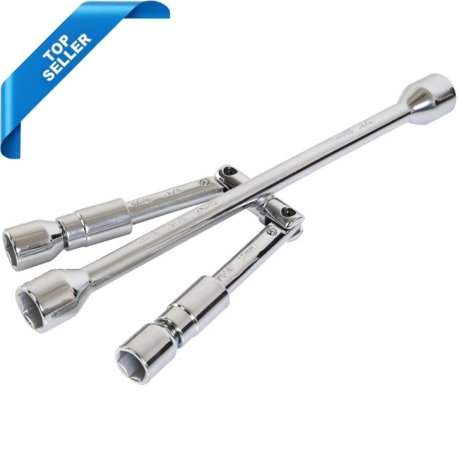 Foldable 4-Way Lug Wrench 14 Inch - Universal Cross Tire Iron for Cars/Trucks