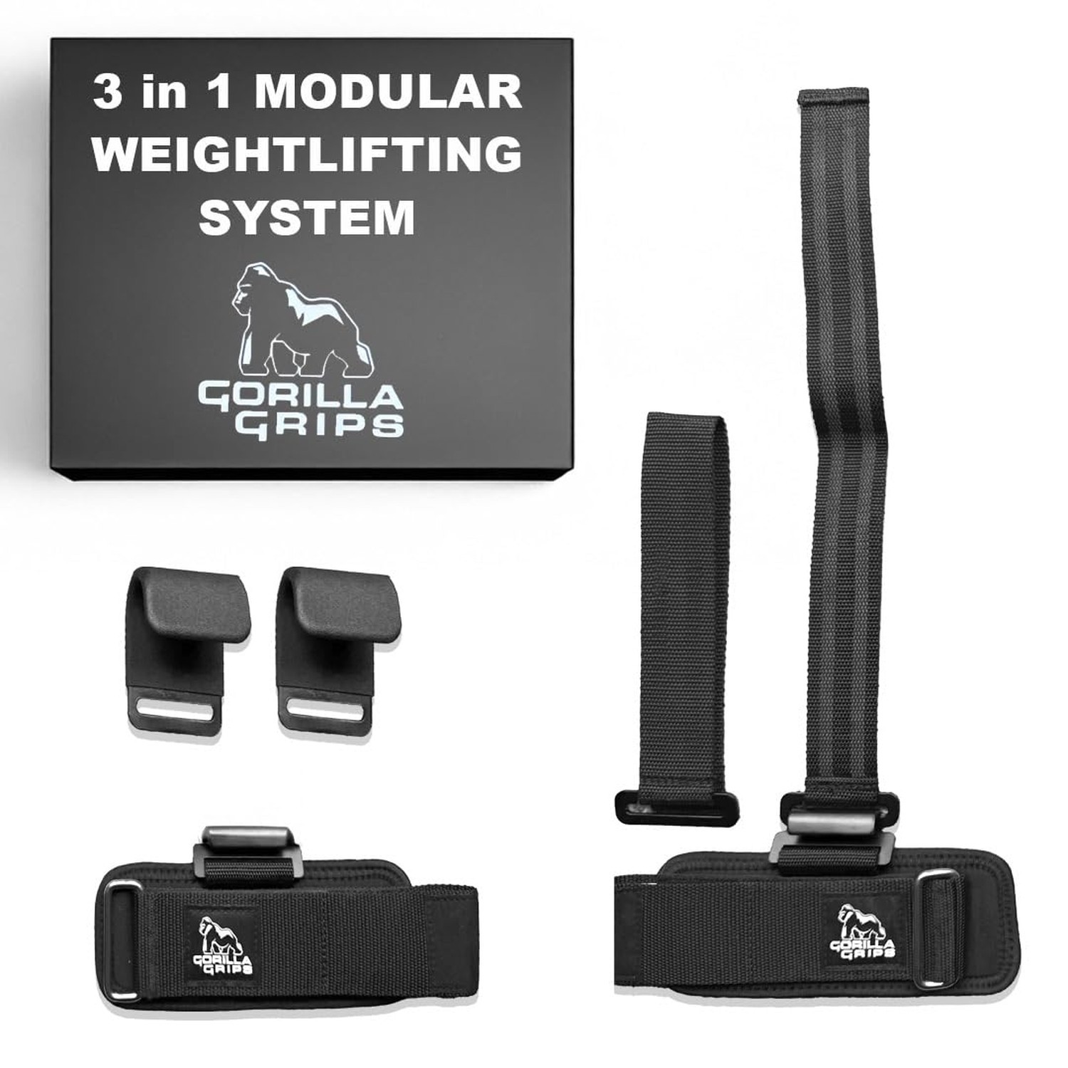 Gorilla Grips wrist wraps for weightlifting men with weight lifting hooks, wr...