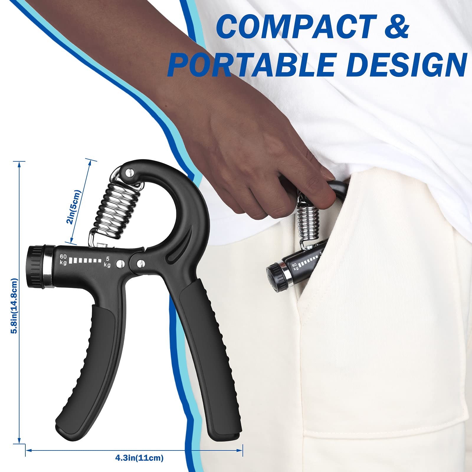 Adjustable Grip Strength Trainer, Forearm Exerciser 11132 lbs, Hand Gripper S...