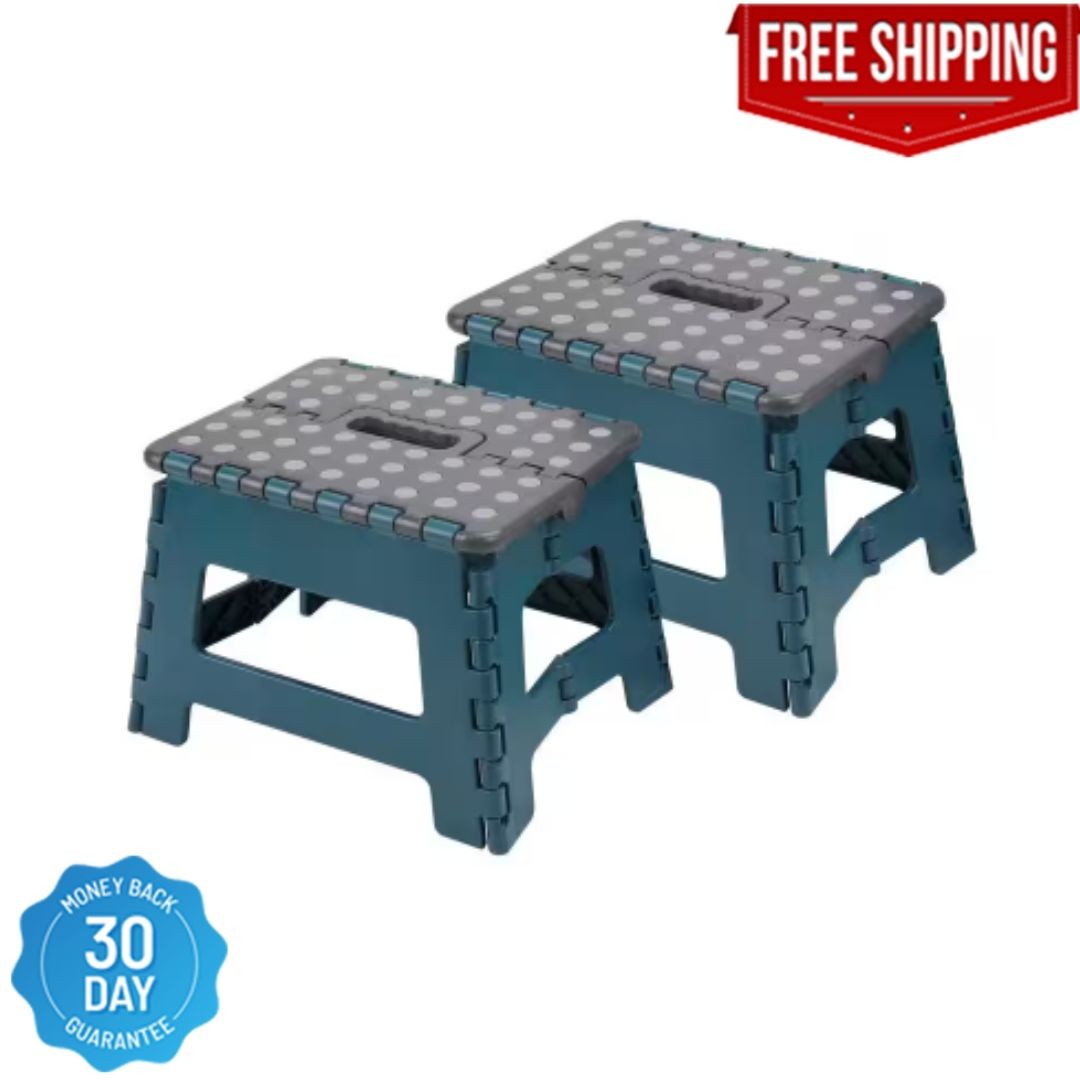 Durable Foldable Step Stool Anti-Slip Rubber Portable Handy 8.5in (2-PACK)