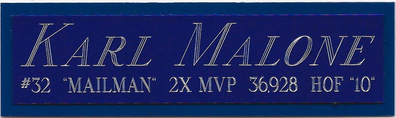 KARL MALONE UTAH JAZZ NAMEPLATE AUTOGRAPHED SIGNED BASKETBALL-JERSEY-PHOTO-FLOOR