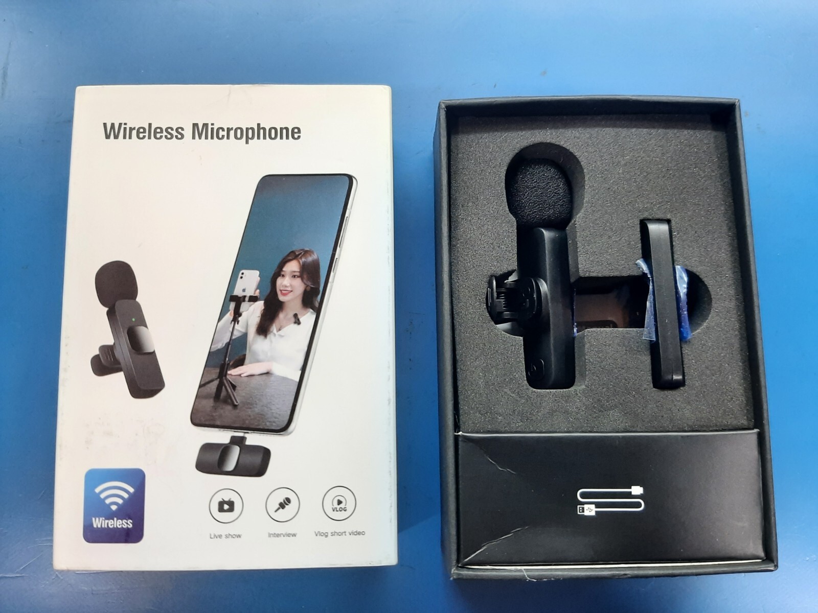 PQRQP Wireless Lavalier Microphone for iPhone (USB-C charging) NEW Open Box