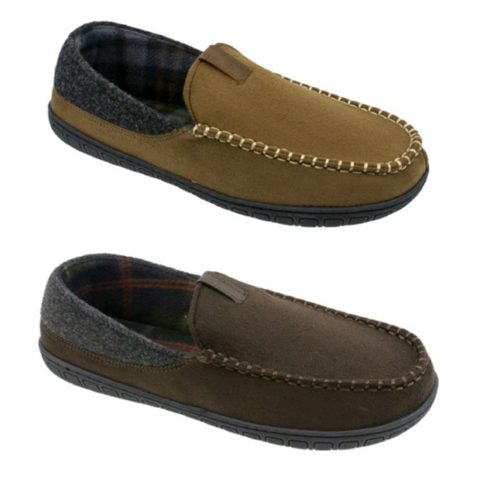 George Men's Chocolate Brown or Taupe Venetian Moccasin Slip-on Slippers Shoes