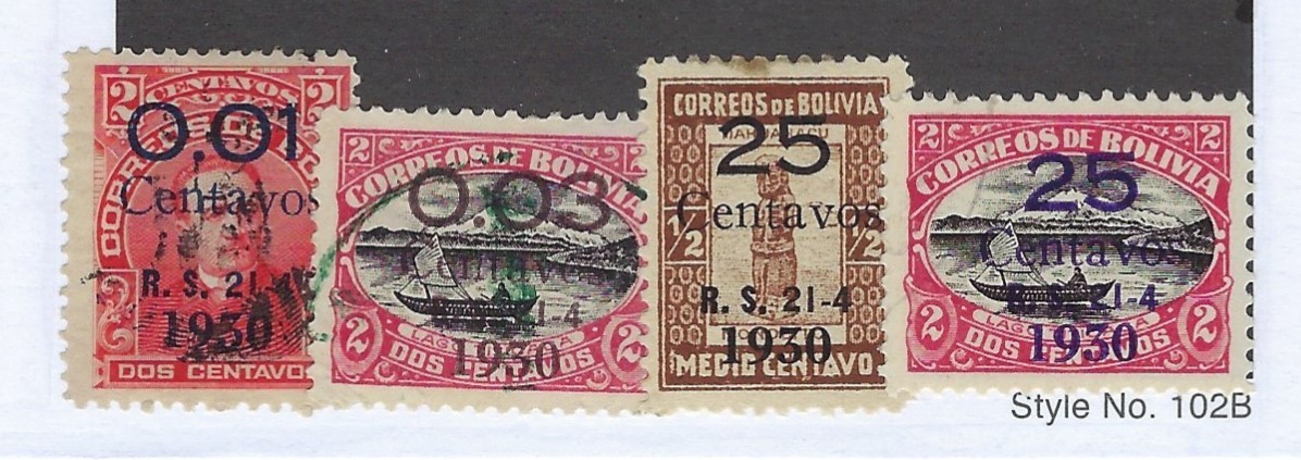 BOLIVIA #193-96 USED F-VF