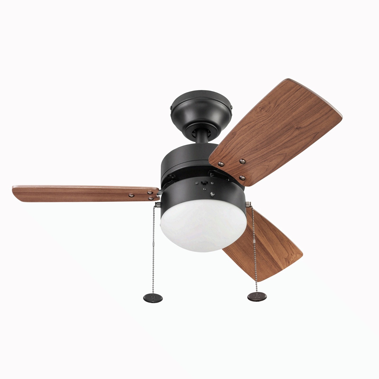 30" Finney Modern Bronze Indoor Ceiling Fan w/ Light, Pull Chains