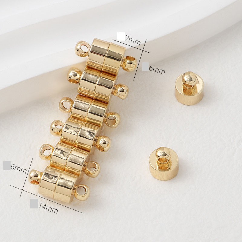 2Pairs 18K Gold Plated Magnetic Round Clasp Closure Finding Connector GJS522