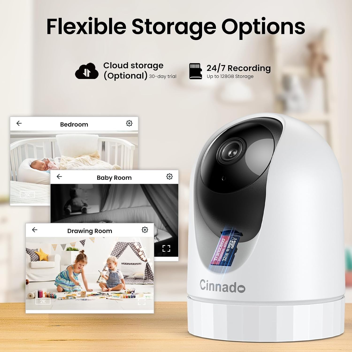 Smart 360° Home Security Camera - 2-Way Audio, Night Vision & Alexa-Compatible